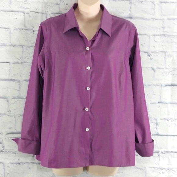 Liz Claiborne Tops - 🔵BOGO FREE🔵 Liz Claiborne Top Button Down Purple Long Sleeve Sz 12P